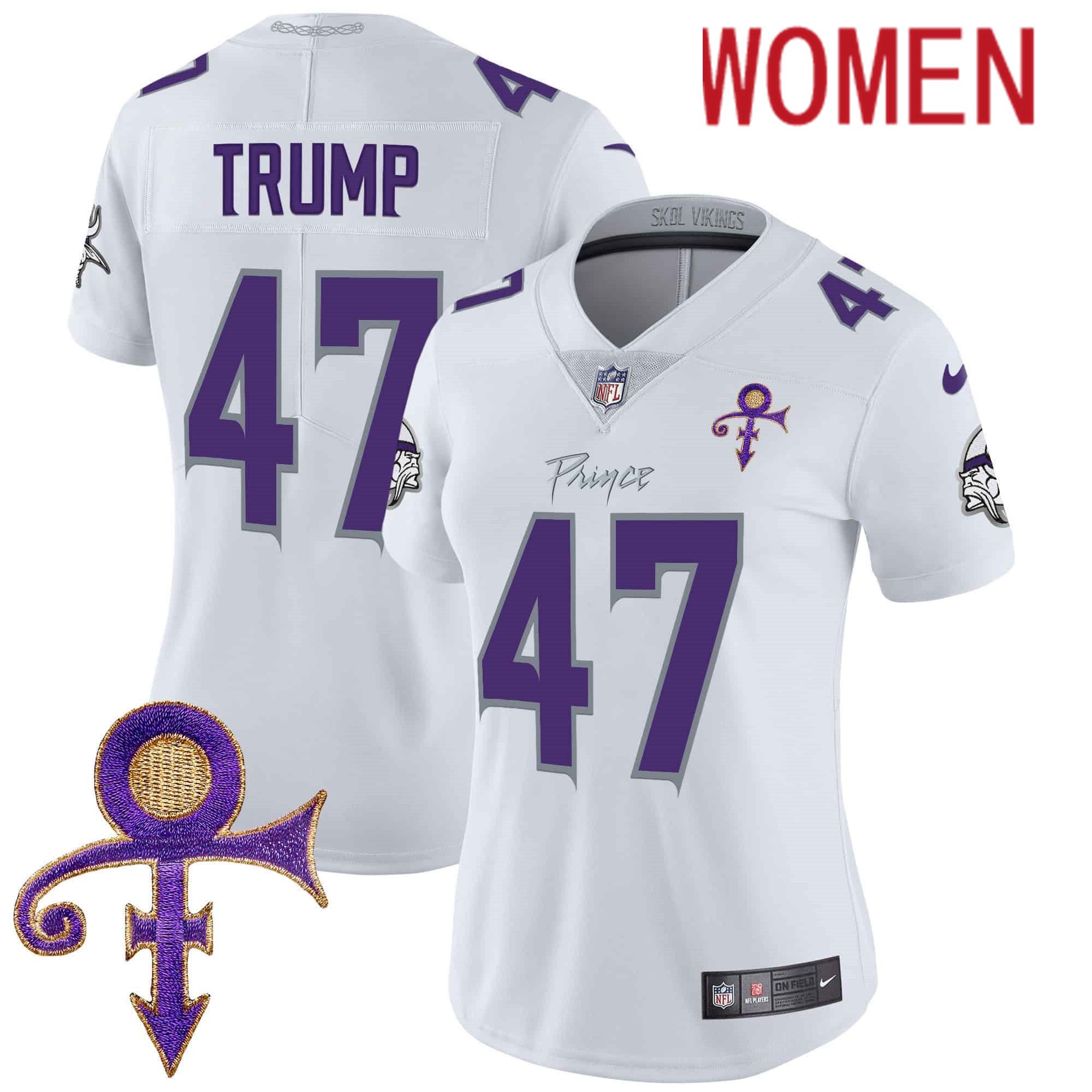 Women Minnesota Vikings #47 Trump White 2024 Nike Prince Vapor Limited NFL Jersey